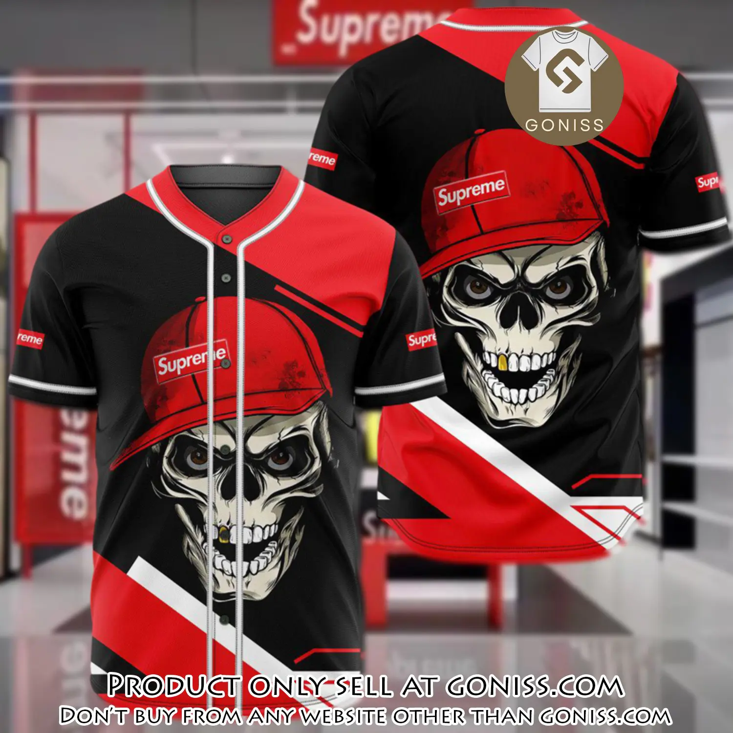 Supreme skull baseball jersey shirt luxury bjs1243 gn5231167